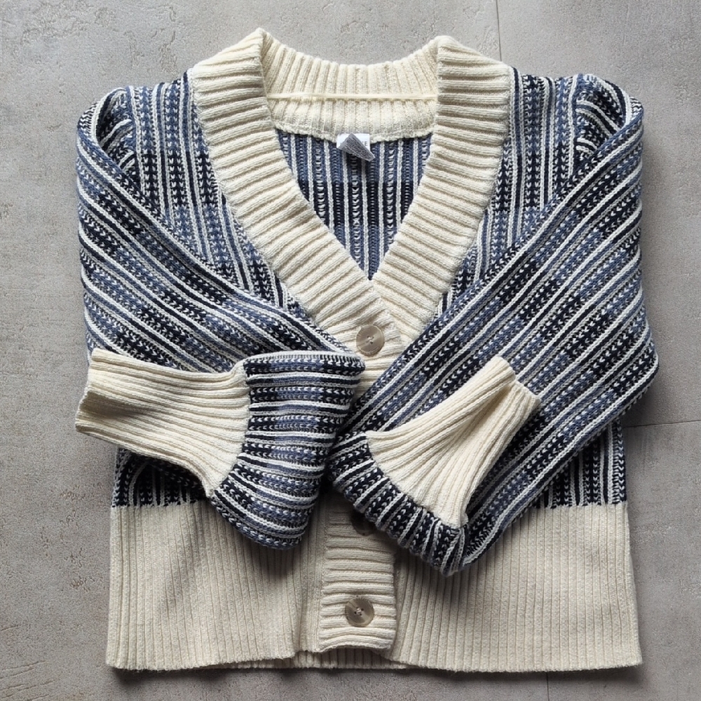 Melrose and Market Cream and Black Striped Cardigan - Picture 4 of 5